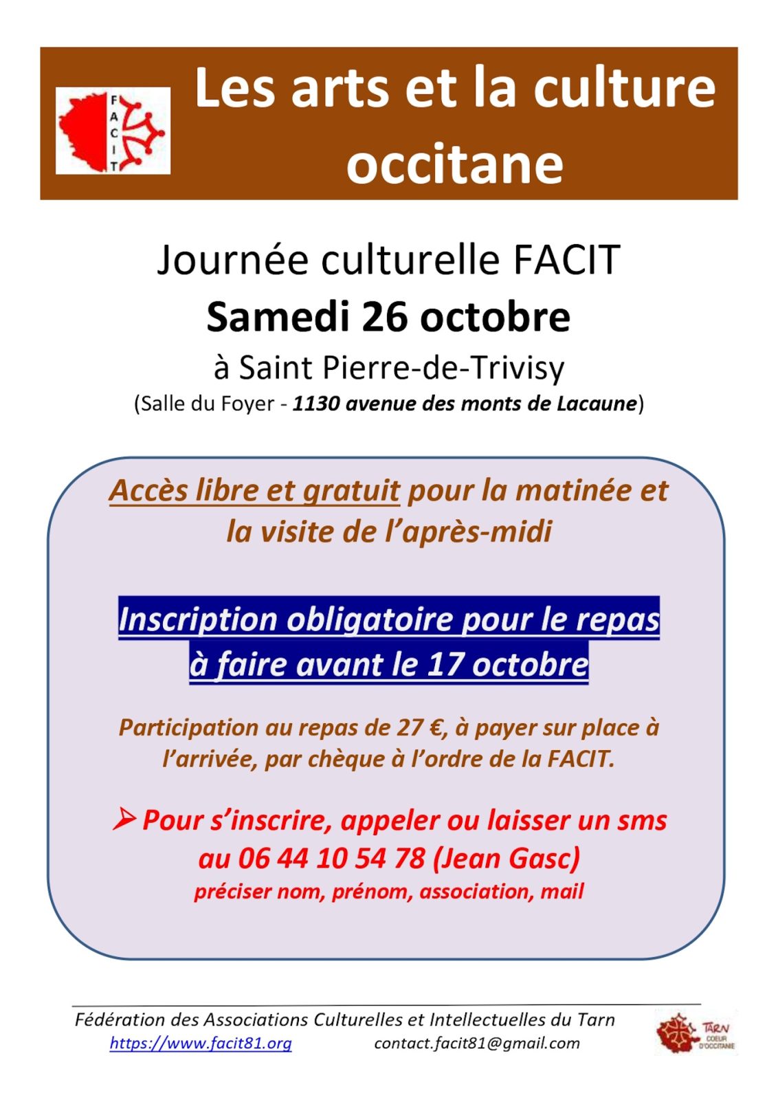 Journée culturelle FACIT Le 26 oct 2024