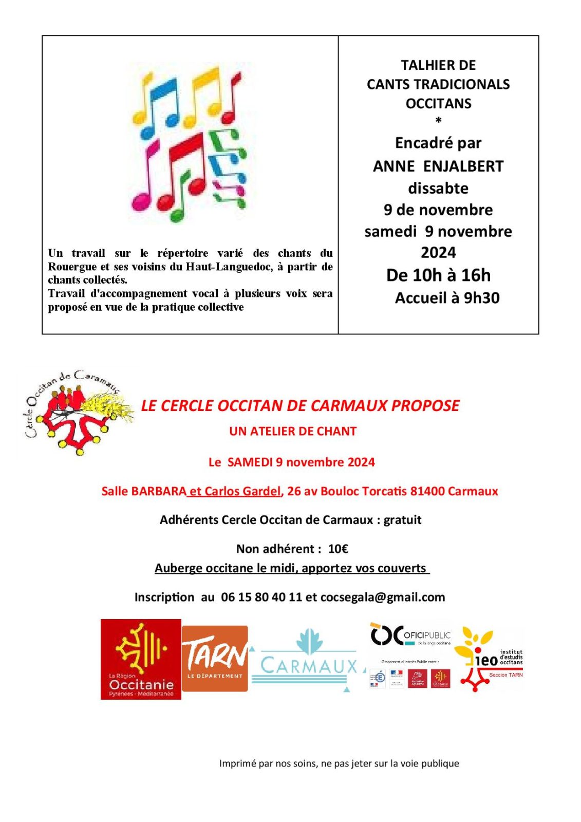 Stage de chants traditionnels Le 9 nov 2024