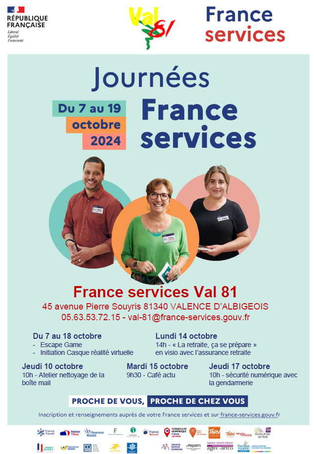 Journées nationales France Services Du 11 au 19 oct 2024