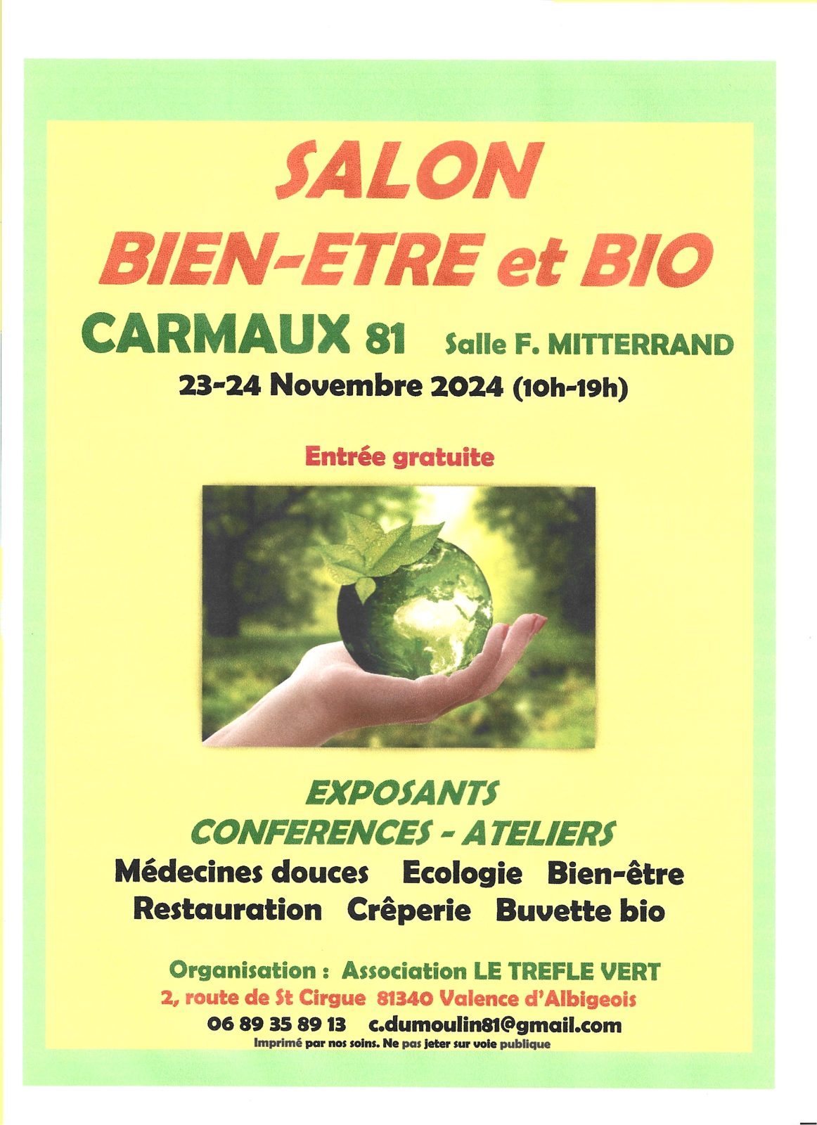 Salon Bien-être et Bio Le 23 nov 2024