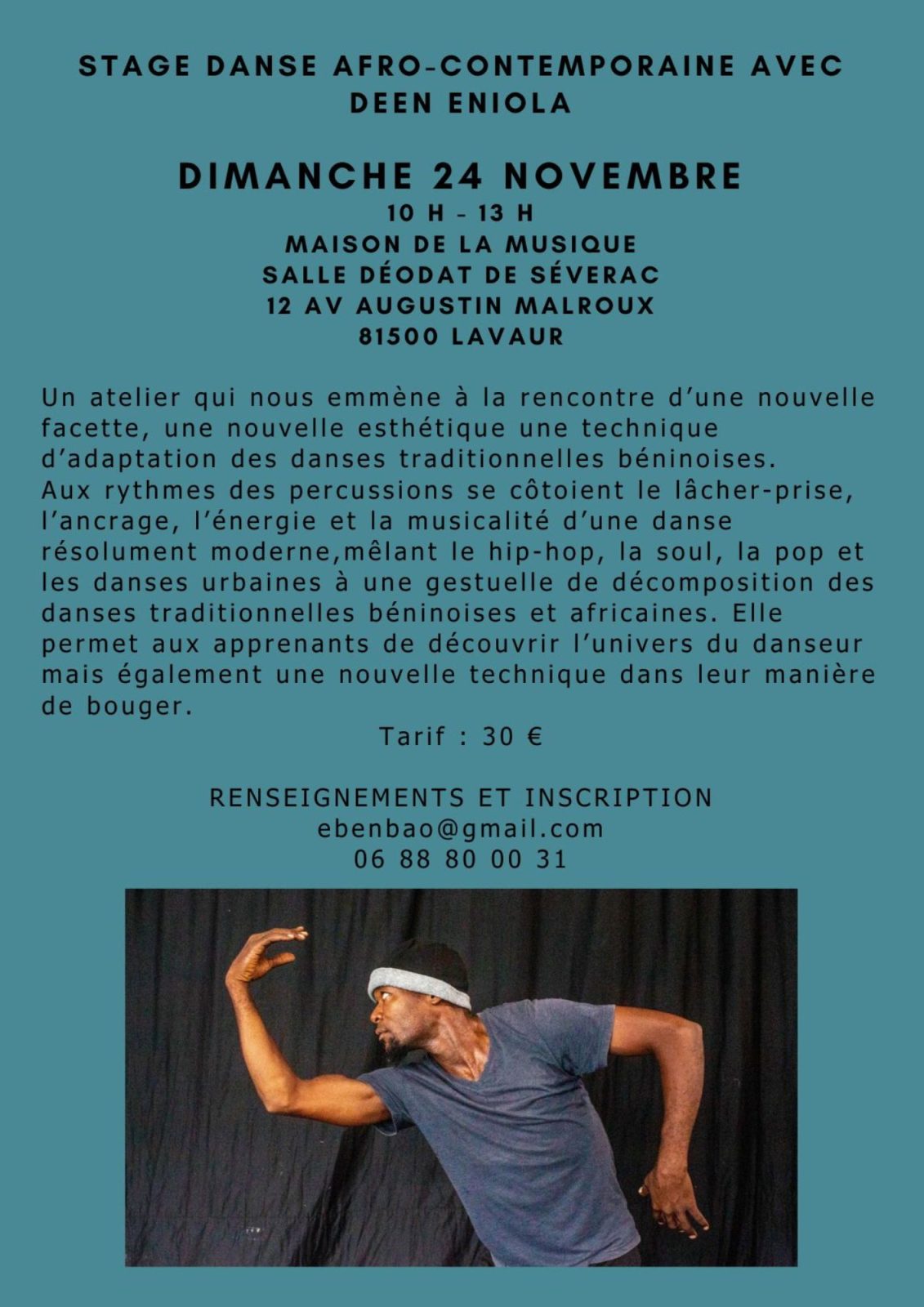 Stage de danse Afro- contemporaine avec Deen Eniola Le 24 nov 2024