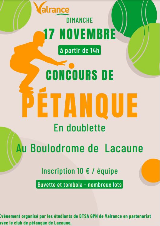 Concours de Pétanque Le 17 nov 2024