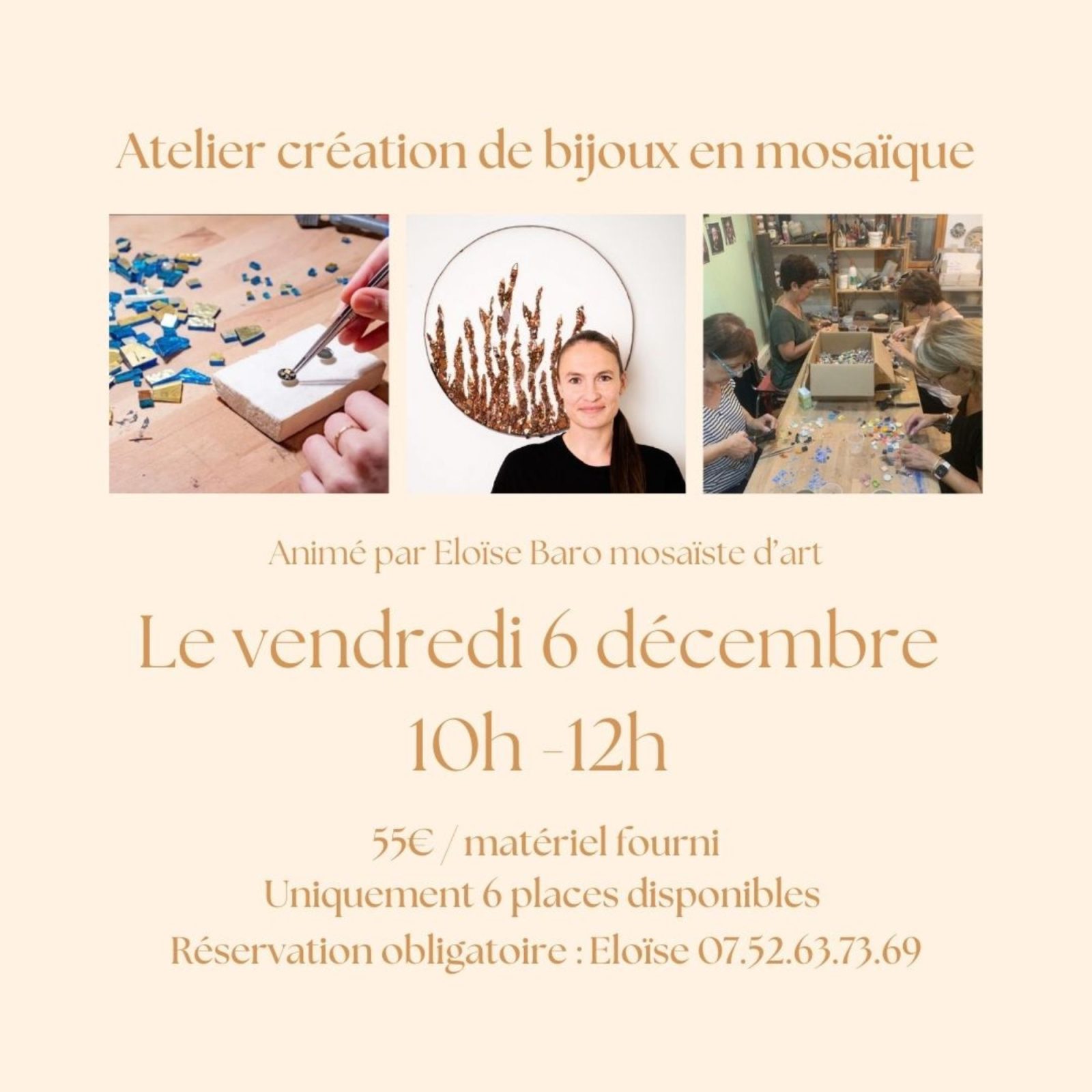 Atelier création de bijoux en mosaïque Le 6 déc 2024